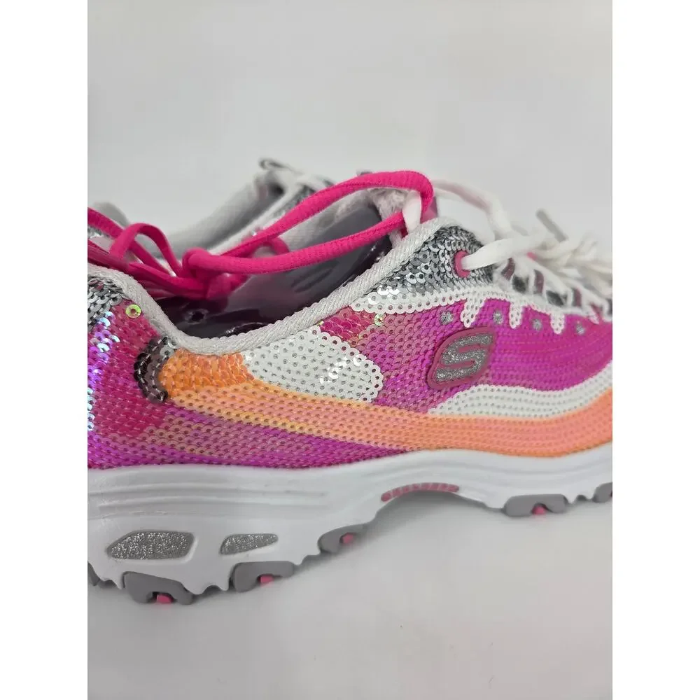 Sketchers D'Lites Made to Shine Pink Sequin Holo Sneaker 90s Vibe NEW Women's 10 - Picture 7 of 13